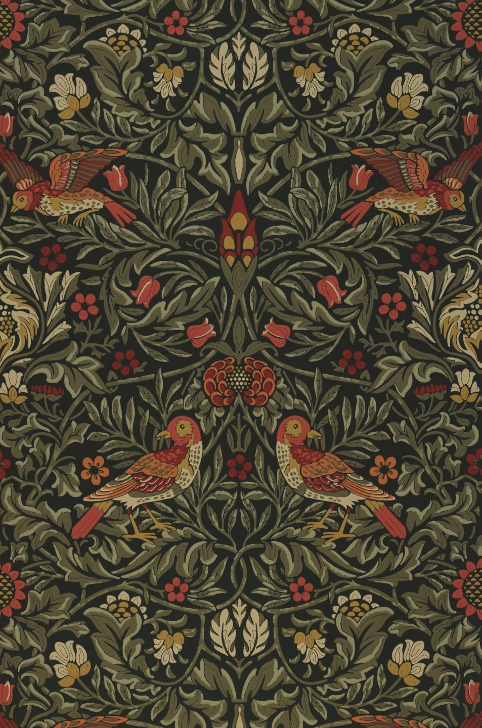 Tapete Morris Birds Schwarzgrün 3 Tapete Morris Birds Schwarzgrün