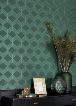 Tapete Barite Dunkelgrün Schimmer -Tapeten Verkäufe Barite B 864423 2880x1440