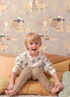 Tapete Lama Village Hellgrau -Tapeten Verkäufe Lama Village B 389361 2880x1440