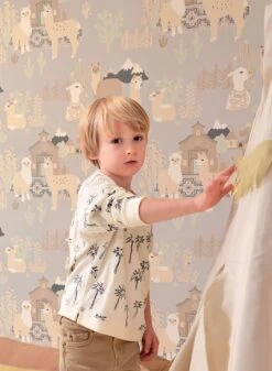 Tapete Lama Village Hellgrau -Tapeten Verkäufe Lama Village C 389361 2880x1440