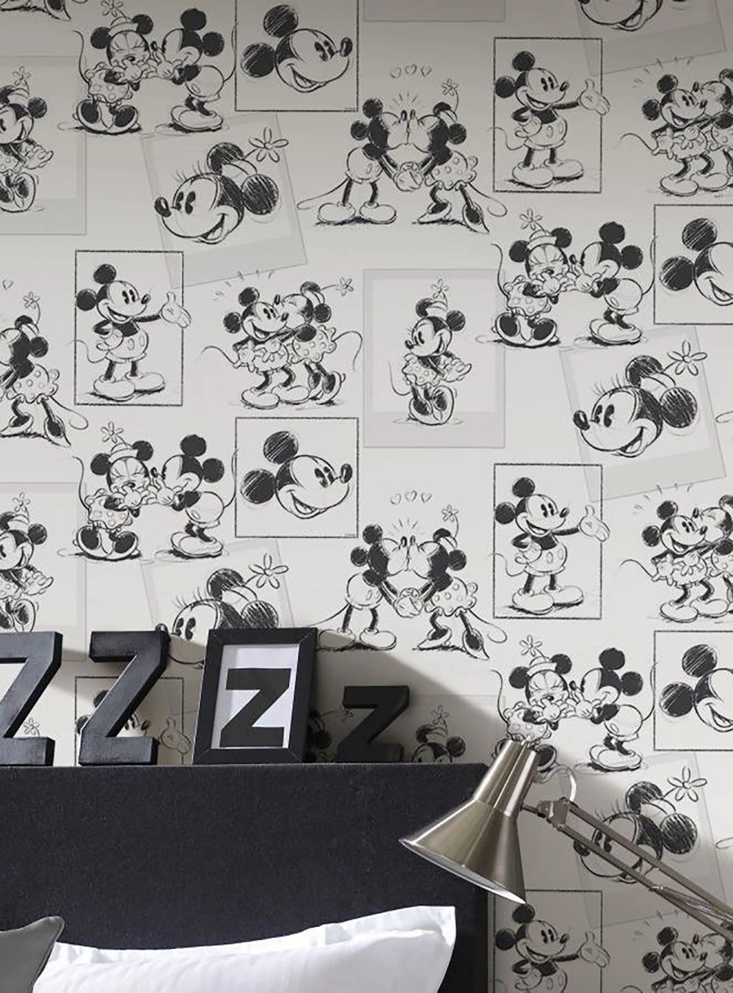 Tapete Mickey Sketches Weiss