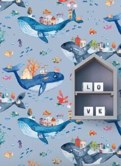 Tapete Nautilus Hellblaugrau