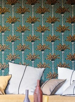 Tapete Palm Luxe Blaugrün