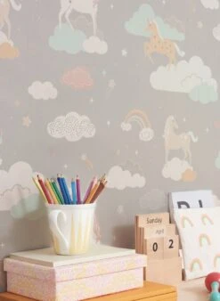 Tapete Rainbow Treasures Moosgrau