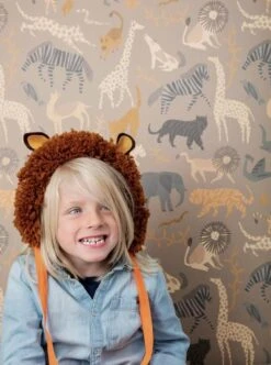 Ferm LIVING Tapete Safari Steingrau