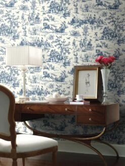 Tapete Toile De Jouy Blau -Tapeten Verkäufe Toile de Jouy B 790371 2880x1440